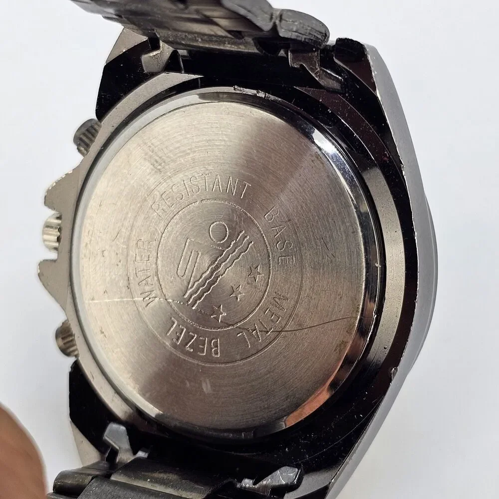 Men's Watch Black Dial 44MM Black Case Black‎ Bracelet Band 8
