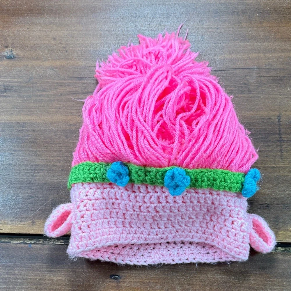 Handknit Trolls Hat Costume Pink Blue Green Halloween Princess Poppy Queen‎