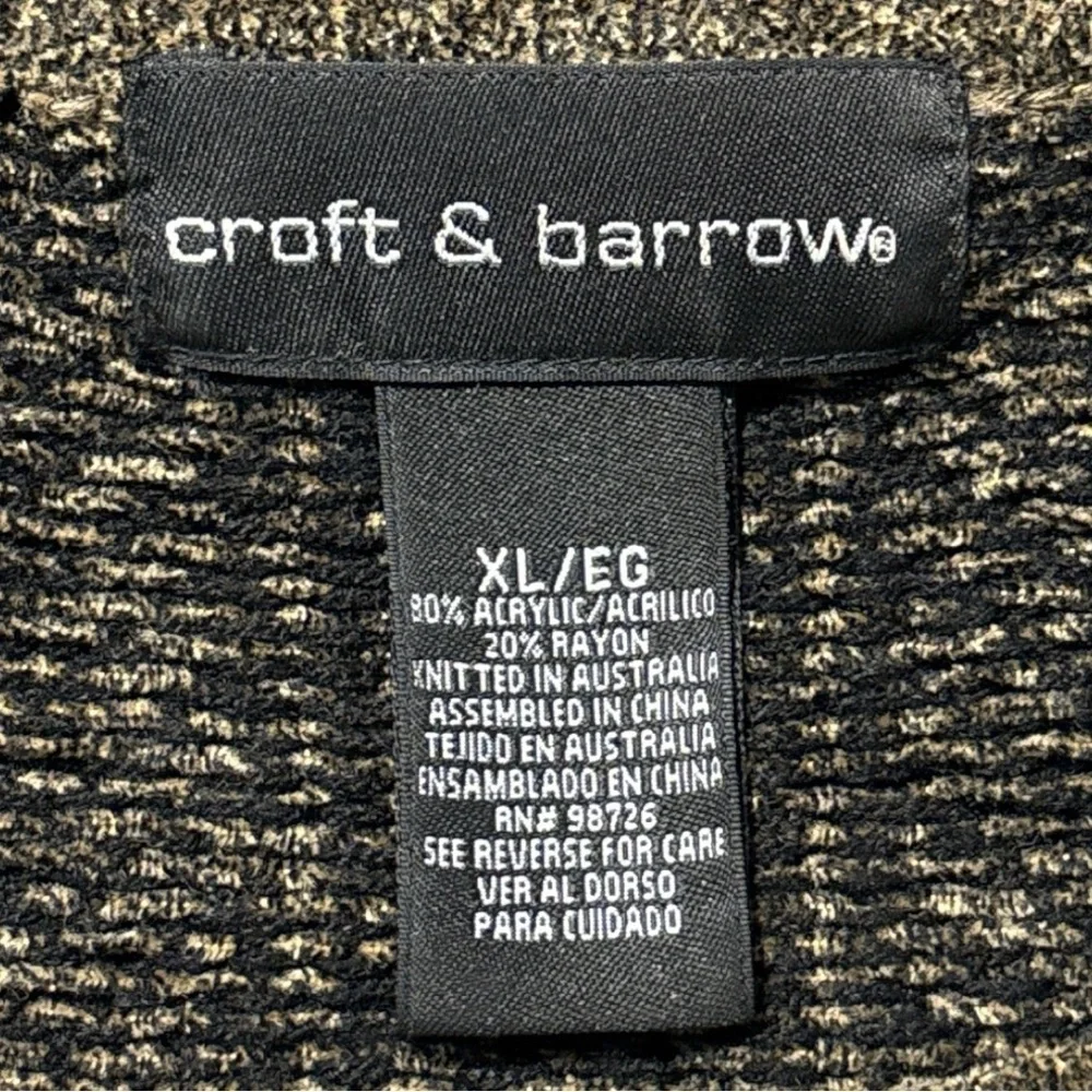 Vintage Croft & Barrow Men's Size XL Sweater Knit Pullover Brown & Black 90s