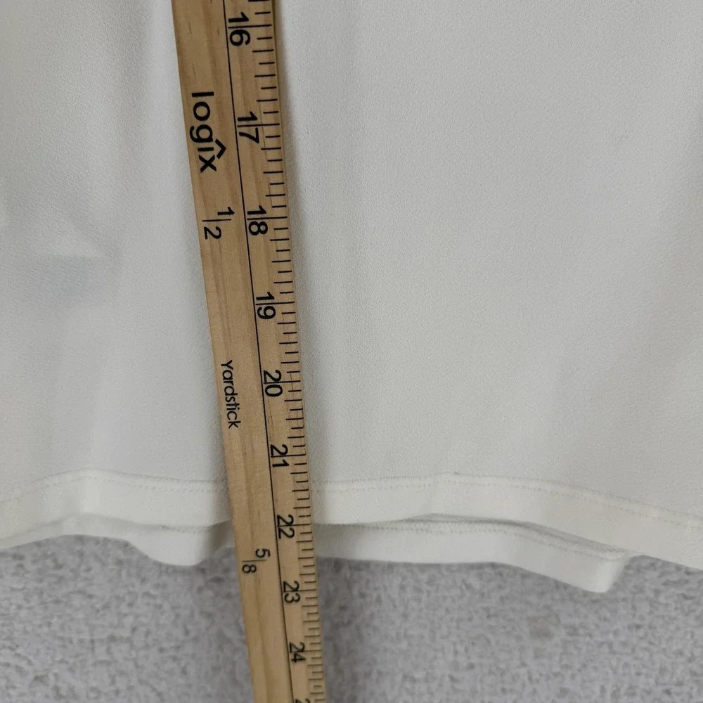 Banana‎ Republic Blouse Womens Large White Square Neck Puff Sleeve Stretch Top