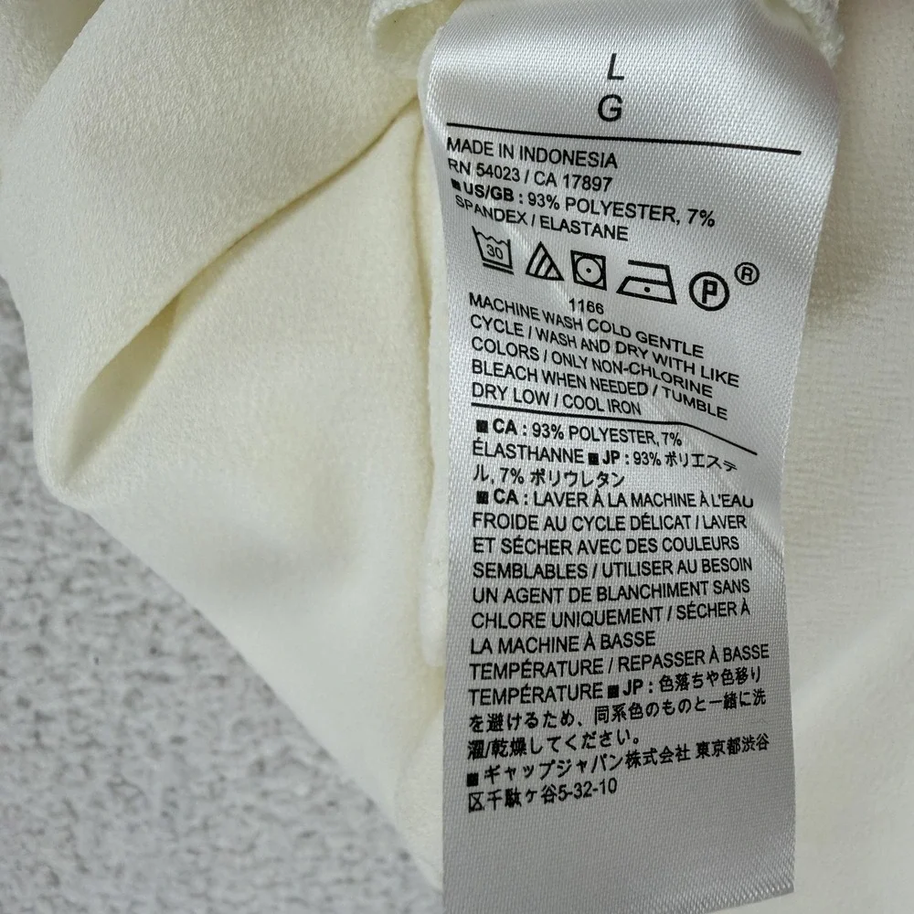 Banana‎ Republic Blouse Womens Large White Square Neck Puff Sleeve Stretch Top
