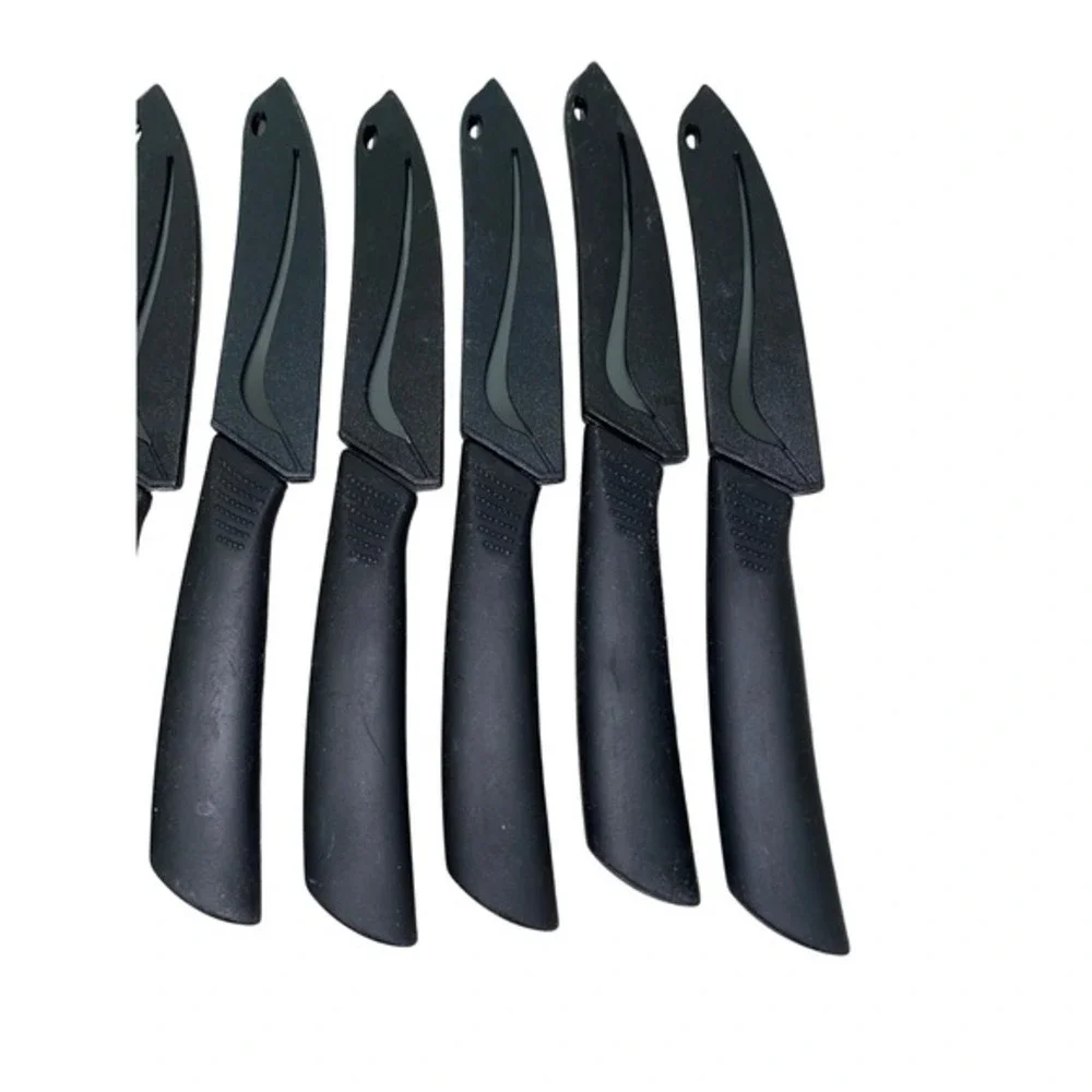 Chefware Solutions Ceramic‎ Paring Knives Black w/ Sheaths Lot of 8 READ