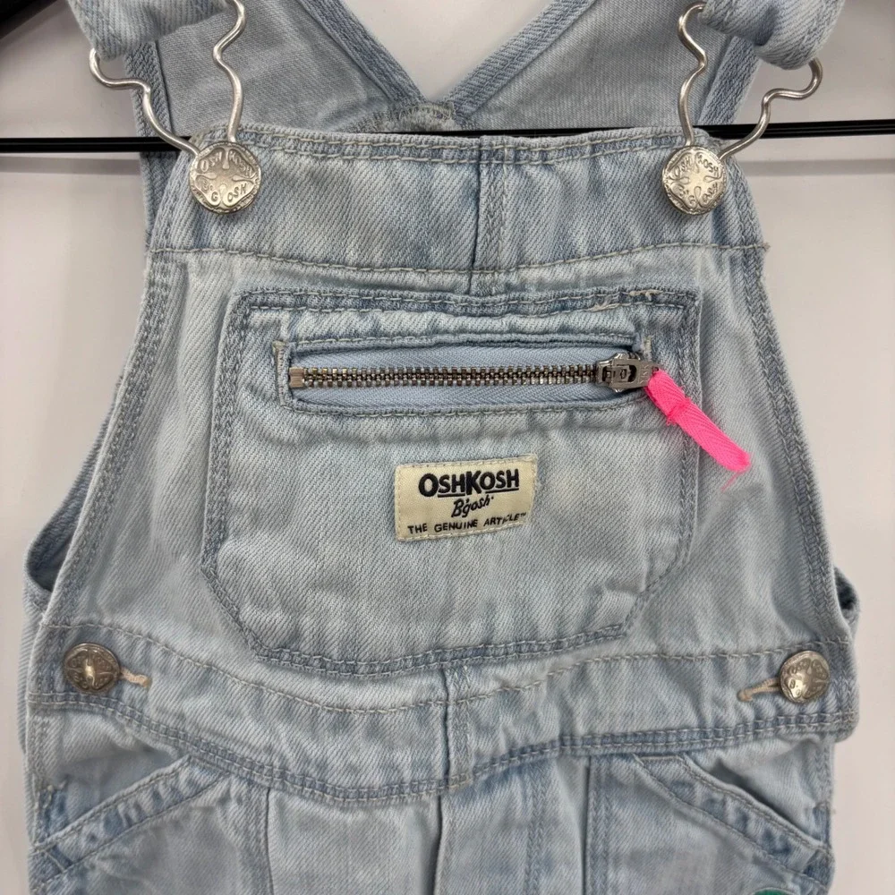 OshKosh Bgosh Kids 2T Light‎ Wash Denim Cherry Shortalls Overalls GCL15232-SML