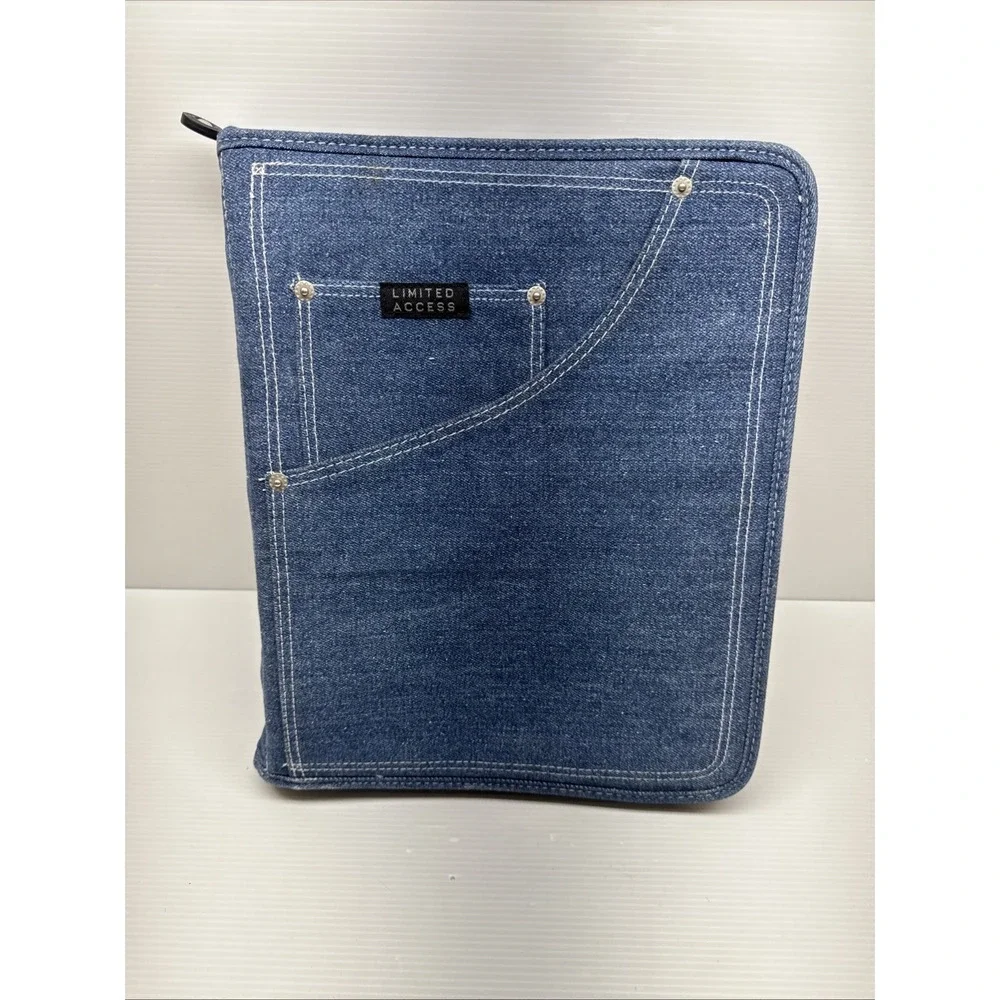 Vintage Denim Retro Y2K Notebook Binder Blue Jean Trapper Keeper 3 Ring Pockets