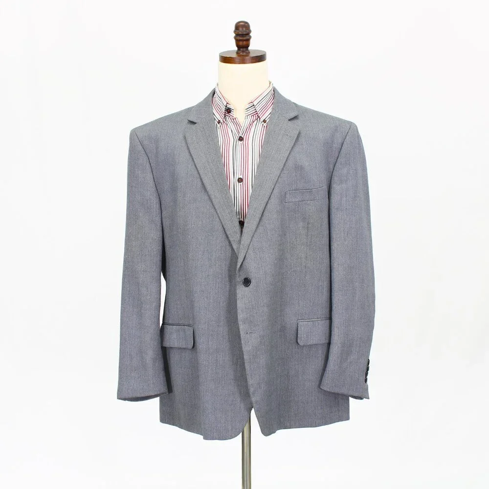 Stafford 50R Gray Solid 2-Button Sport Coat Blazer Jacket P436