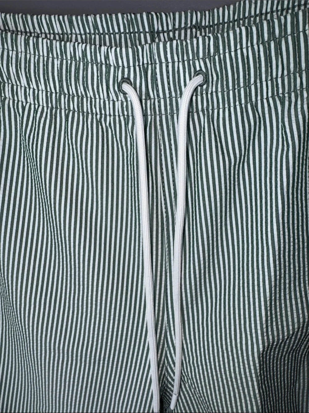 Abercrombie & Fitch Seersucker Swim Trunks Green Stripe Size Large