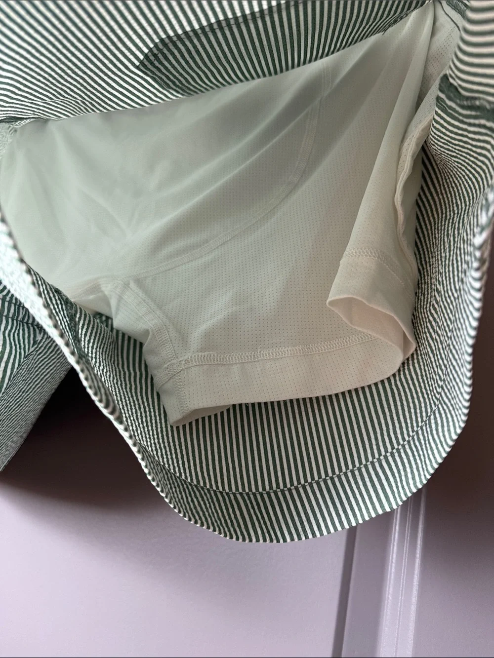 Abercrombie & Fitch Seersucker Swim Trunks Green Stripe Size Large