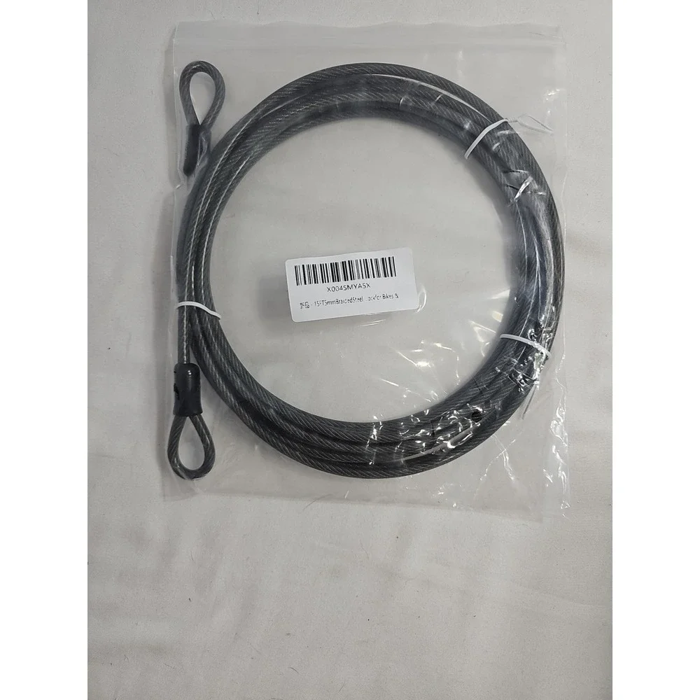 15ft Braided Steel Security Cable with Looped Ends