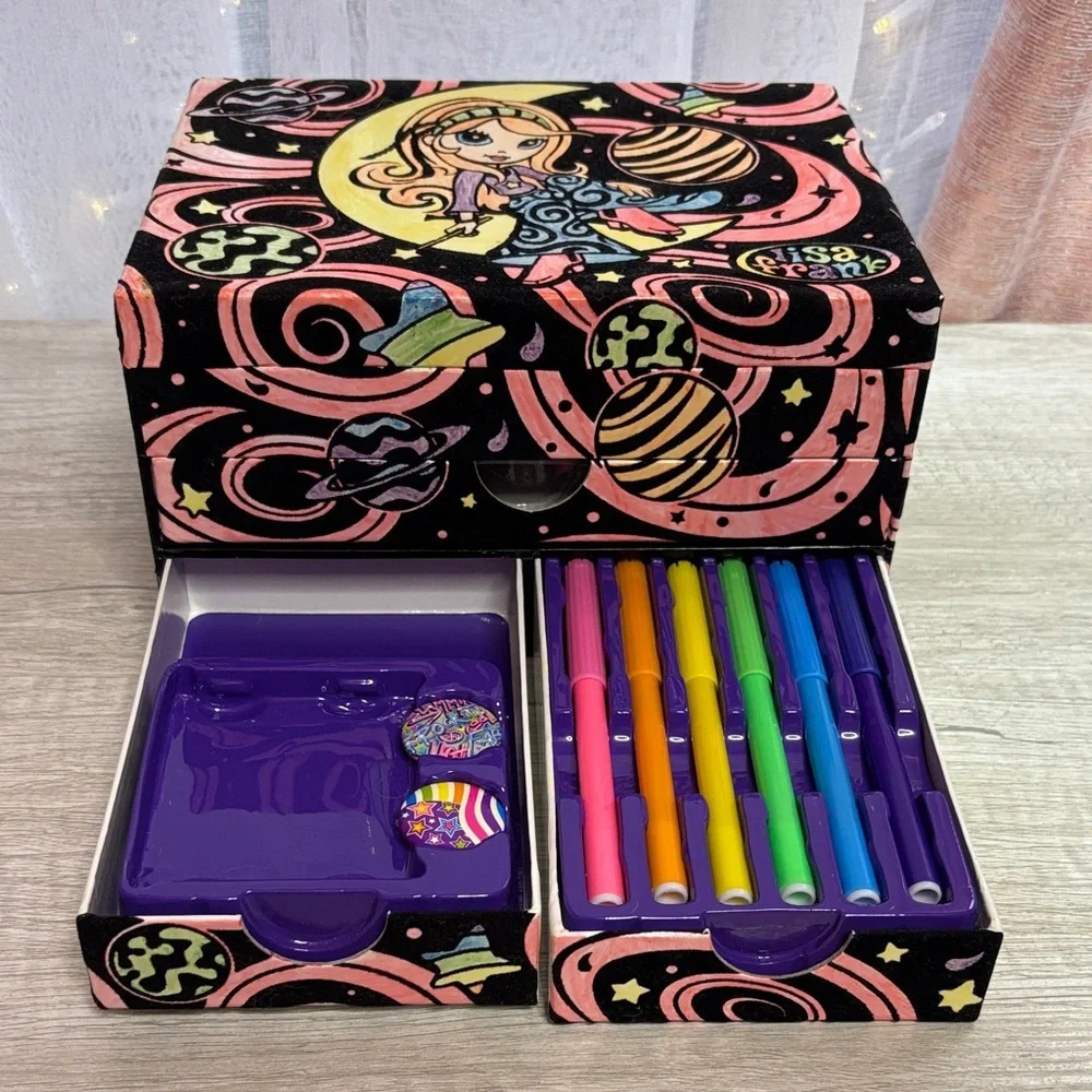 Lisa Frank Star The Moon Witch Fuzzy Felt Velvet Stationary Jewelry Box