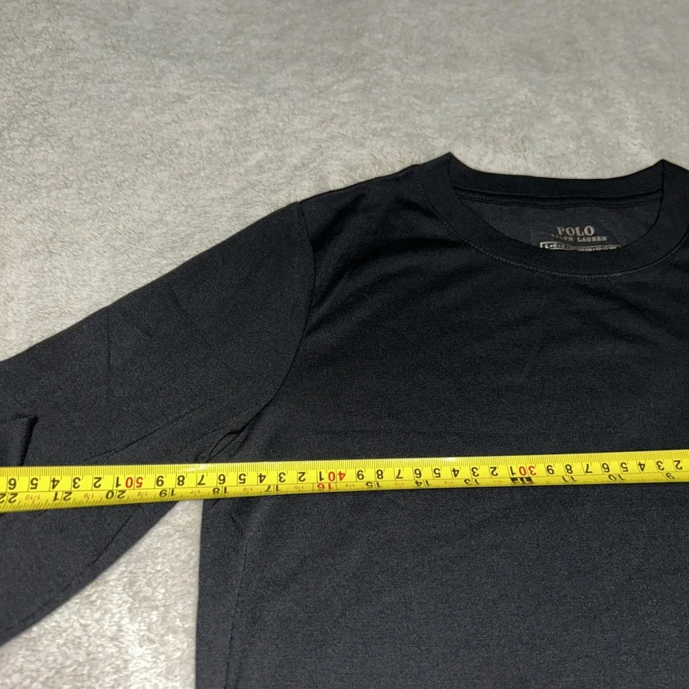 Polo Ralph Lauren Boys Sz 12-13 Large Black Crew Neck Long Sleeve Casual Tee