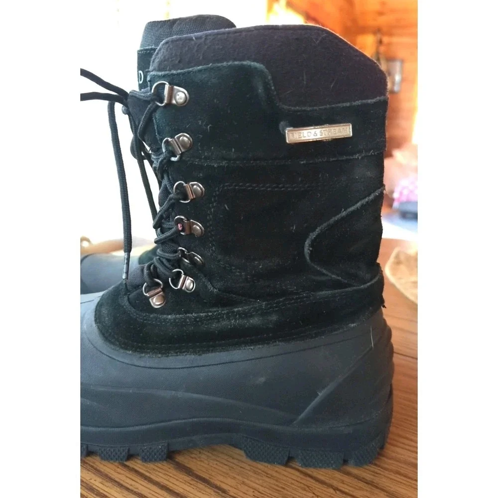 Field & Stream Boots Boys Size 6 Black Pac Winter Snow Thinsulate‎ Waterproof 3M