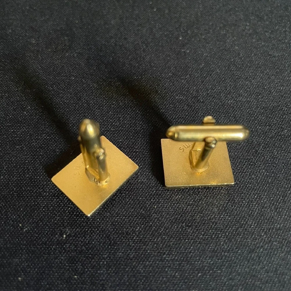 Swank Vintage Cufflinks Gold Tone‎ Rectangle Striped ribbed Classic Mens Jewelry