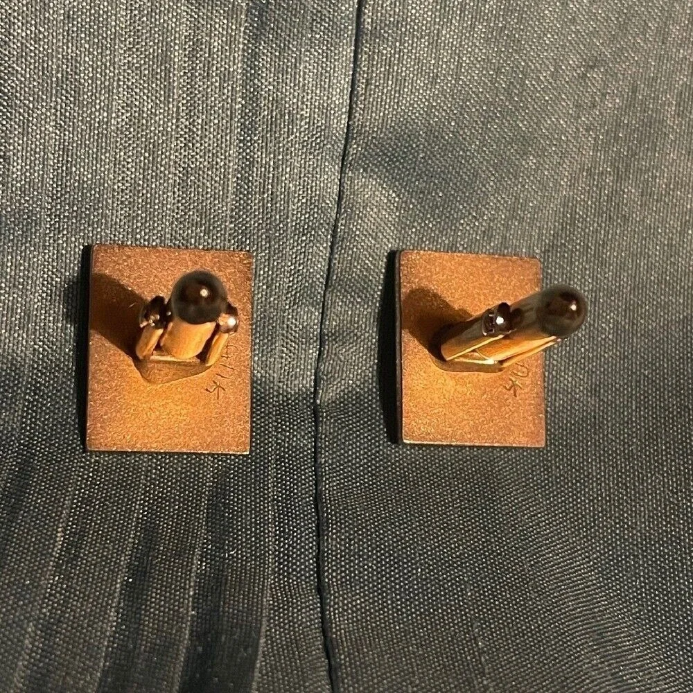 Swank Vintage Cufflinks Gold Tone‎ Rectangle Striped ribbed Classic Mens Jewelry