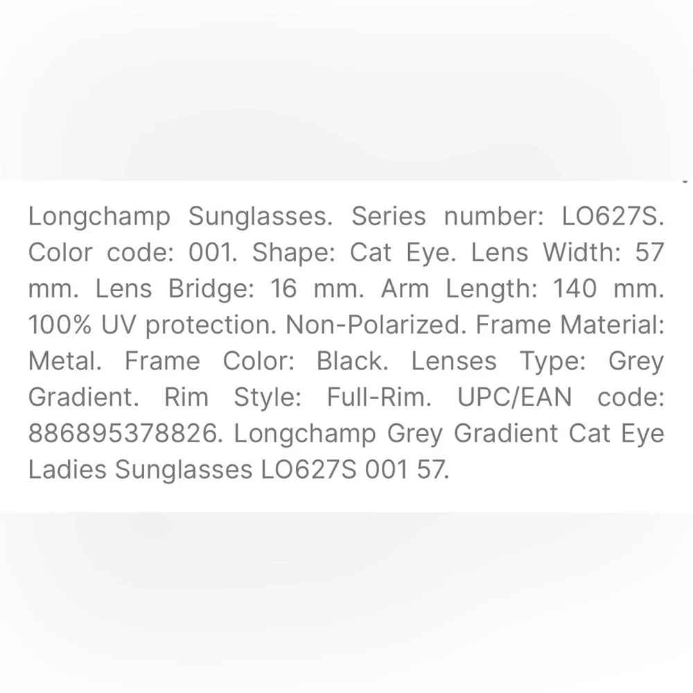 Longchamp 627S Black Cat-Eye Women's Sunglasses - Elegant Everyday Shades NIC