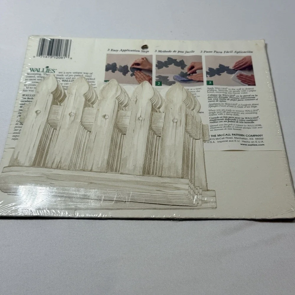 Wallies Wallpaper Cutouts Kit NEW White Picked Fence Shiplap Y2K Stick On