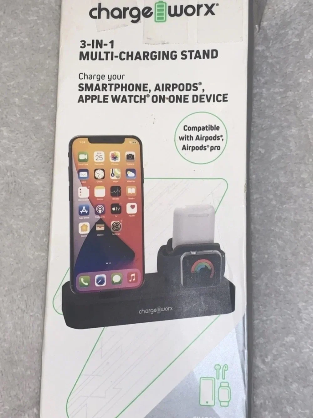 🇺🇸 NEW Charge Worx 3-in-1 Multi-Charging Stand Apple iPhone Smart Watch Airpod