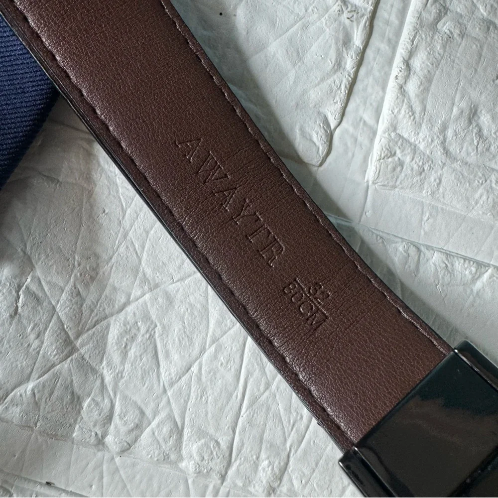 Navy Blue Tie and Black/Brown Belt Set for Kids 8yo