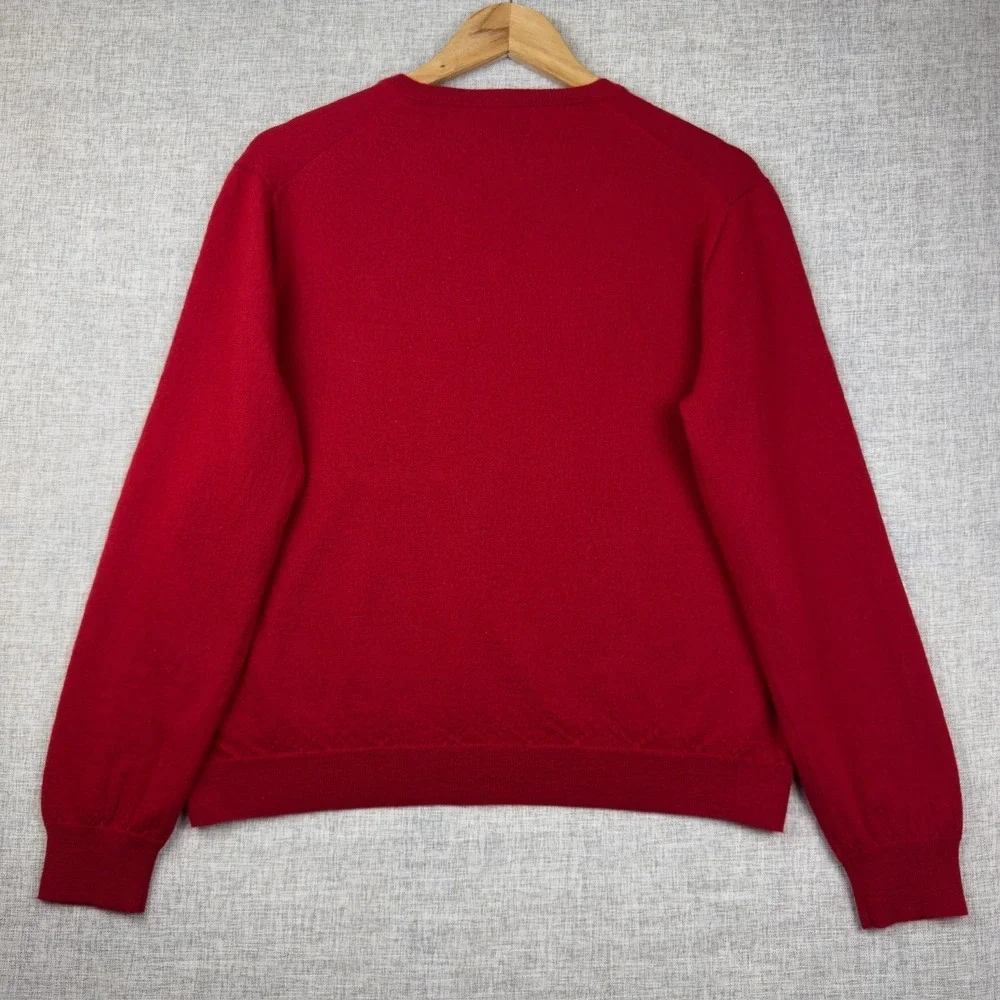 Polo Ralph Lauren V-Neck Sweater Men's XL‎ Washable Merino Wool Red Pony