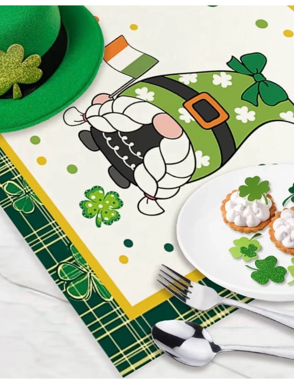 St. Patrick's Day Gnome Table Runner - Green Holiday Decor