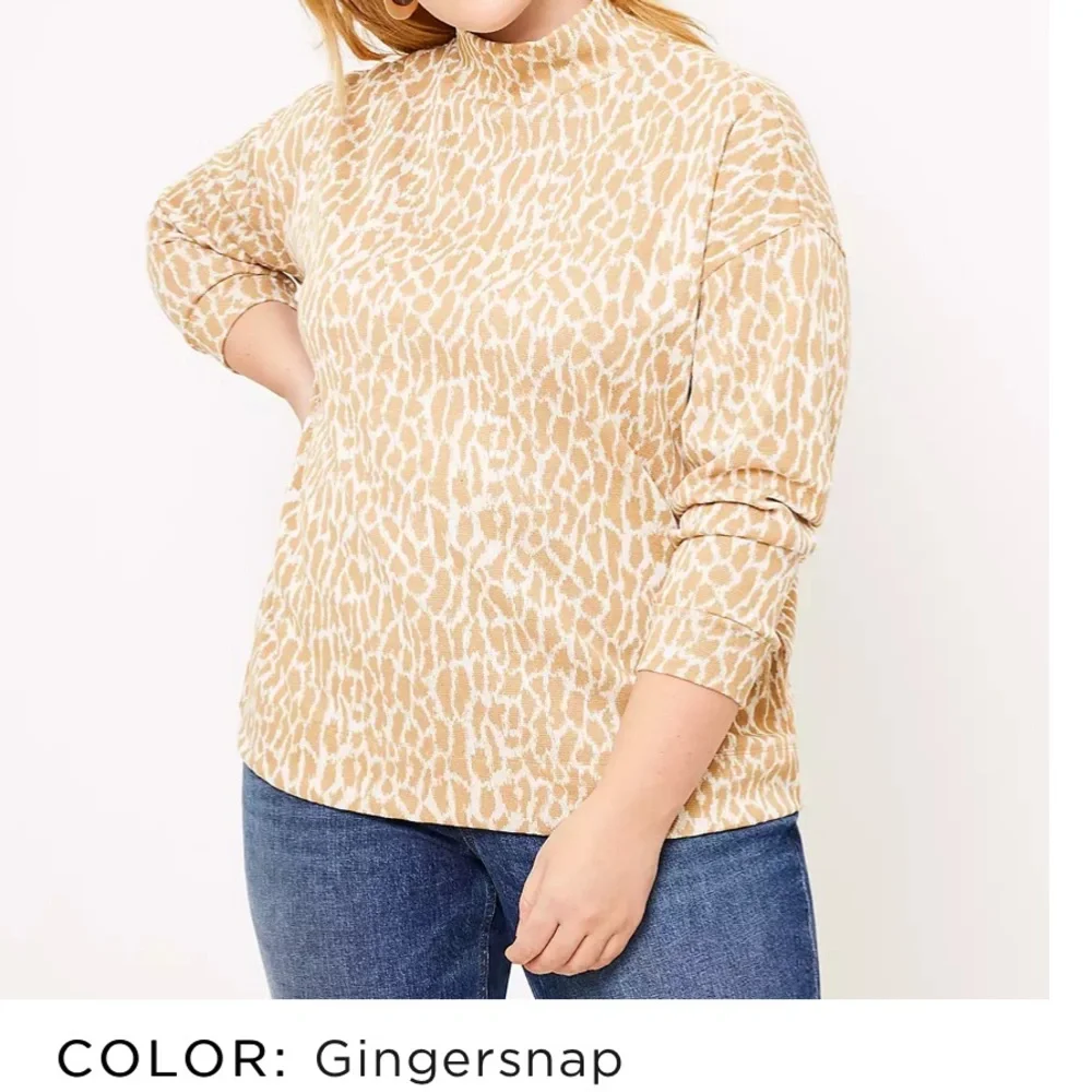 LOFT Plus Animal Spotted Mock Neck Top