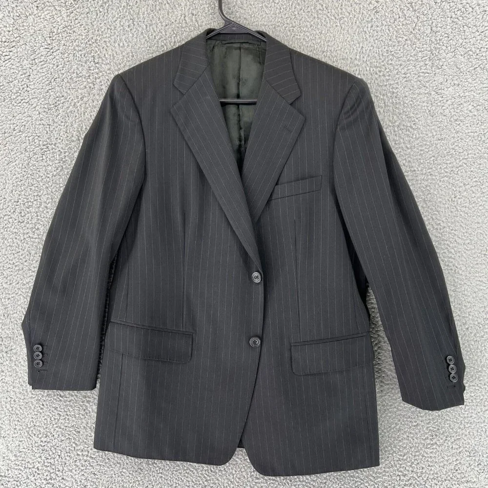 Ermemegildo Zegna Heritage Wool Mens Black Stripe Jacket Sport Coat‎ 42R READ