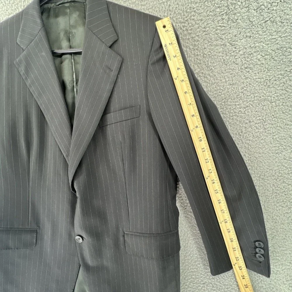 Ermemegildo Zegna Heritage Wool Mens Black Stripe Jacket Sport Coat‎ 42R READ