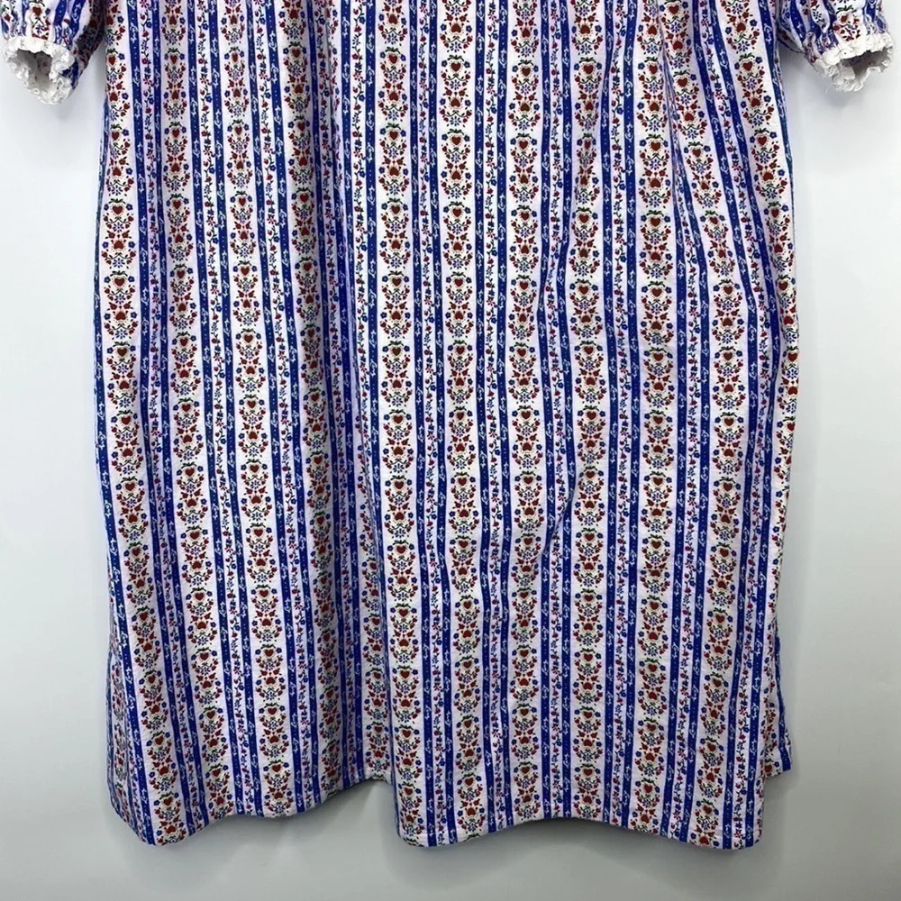 Lady Of Salzberg Blue White Heart Floral Long Nightgown Size Large