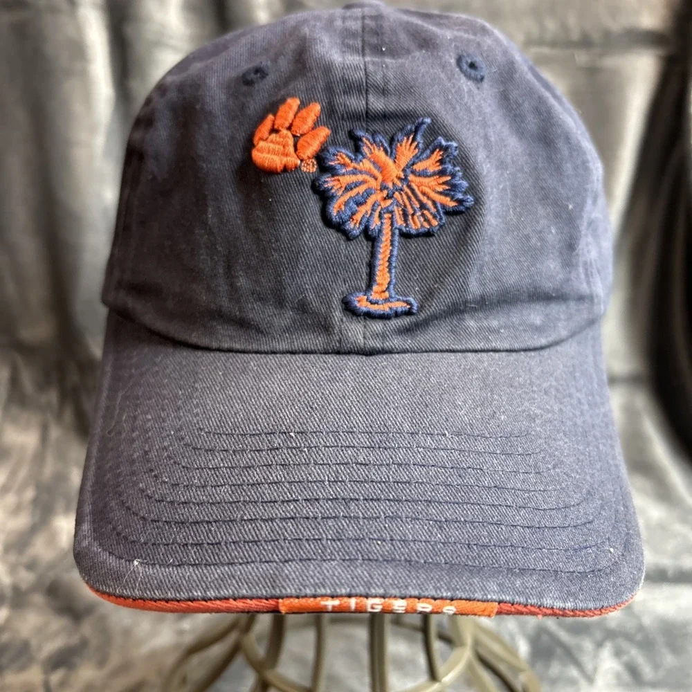 Vintage Tigers Hap Colosseum Cap Embroidered Blue Orange Paw Palm Tree Strapback