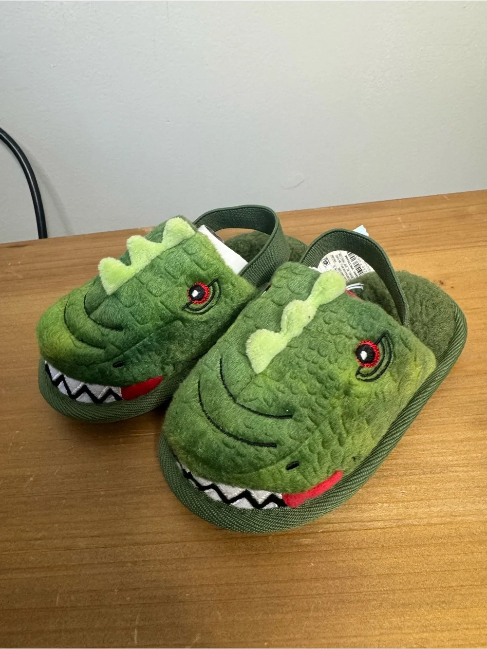 Cat & Jack Green Dinosaur Plush Slip-On Kids Shoes