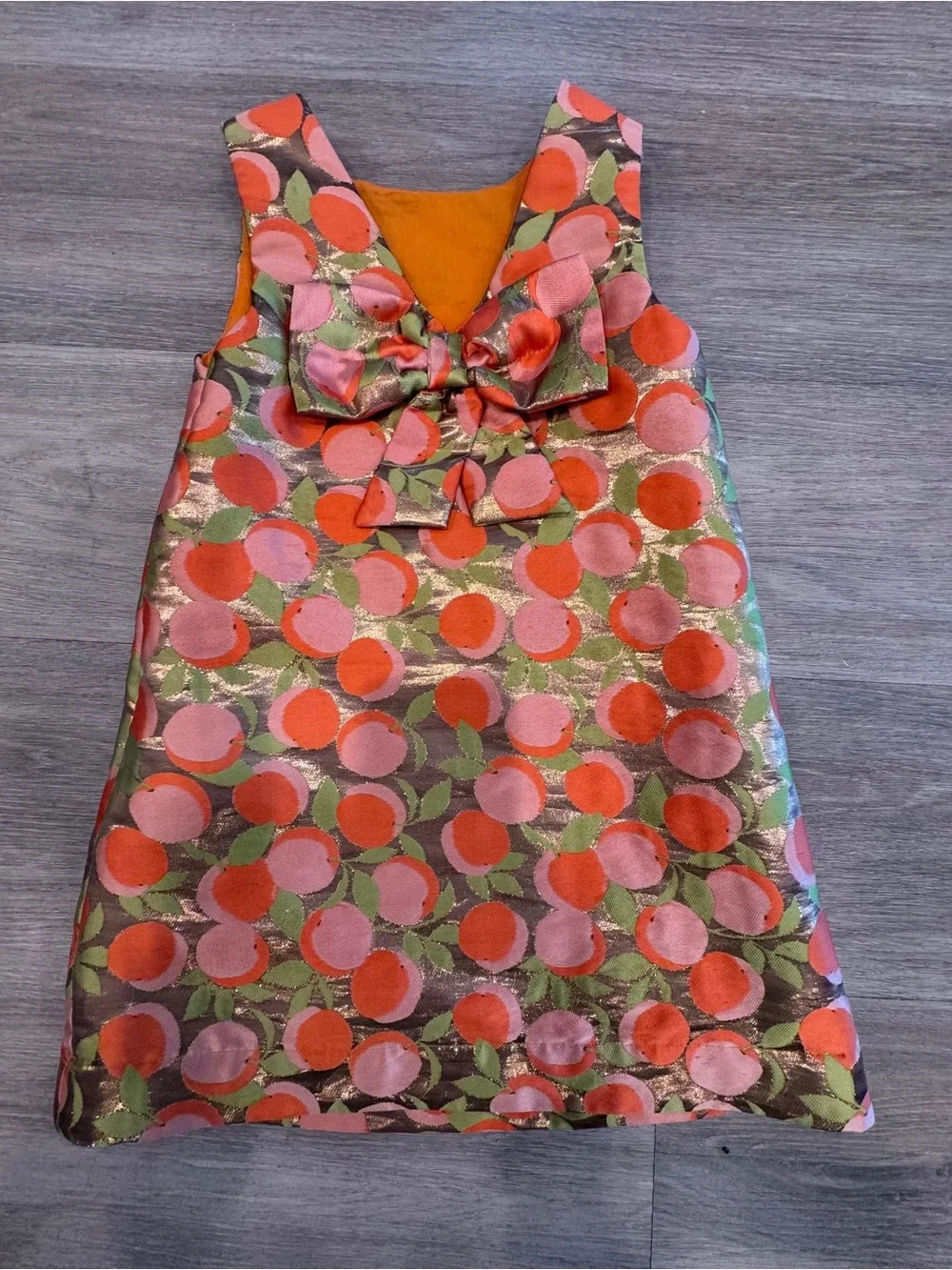 Mini Boden Orange Lined Dress with Colorful Logo