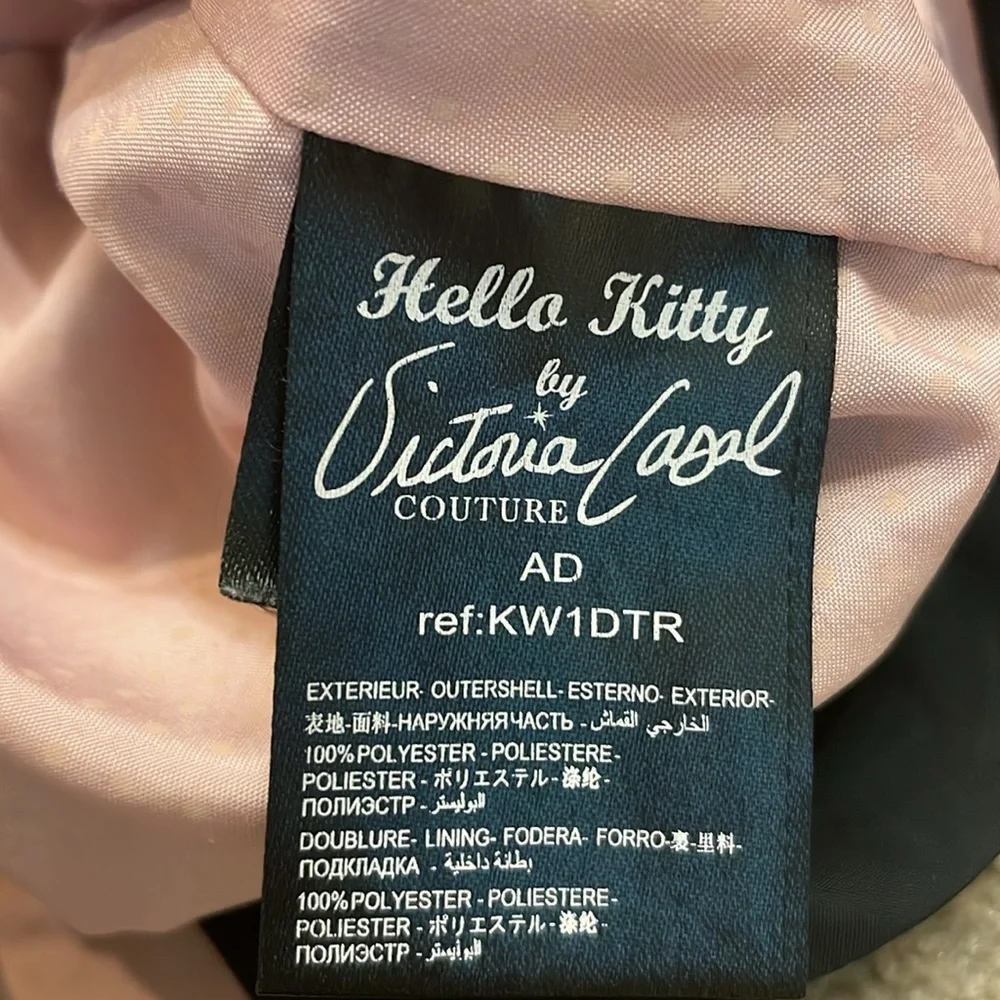 Hello Kitty by Victoria Casal Couture black trench coat size 4