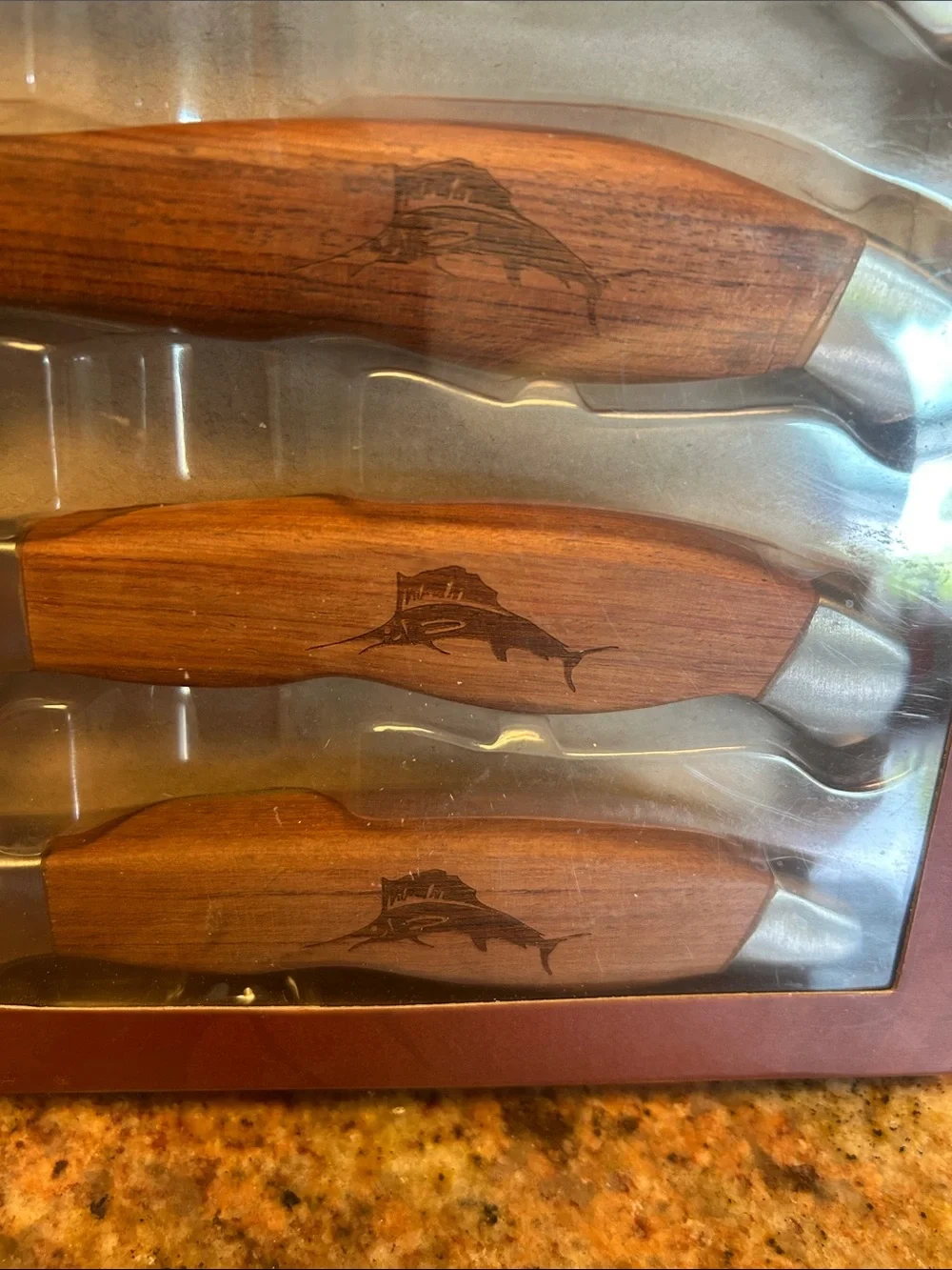 Tommy Bahama Monzo Wood Stainless Steel Knife Set (4)