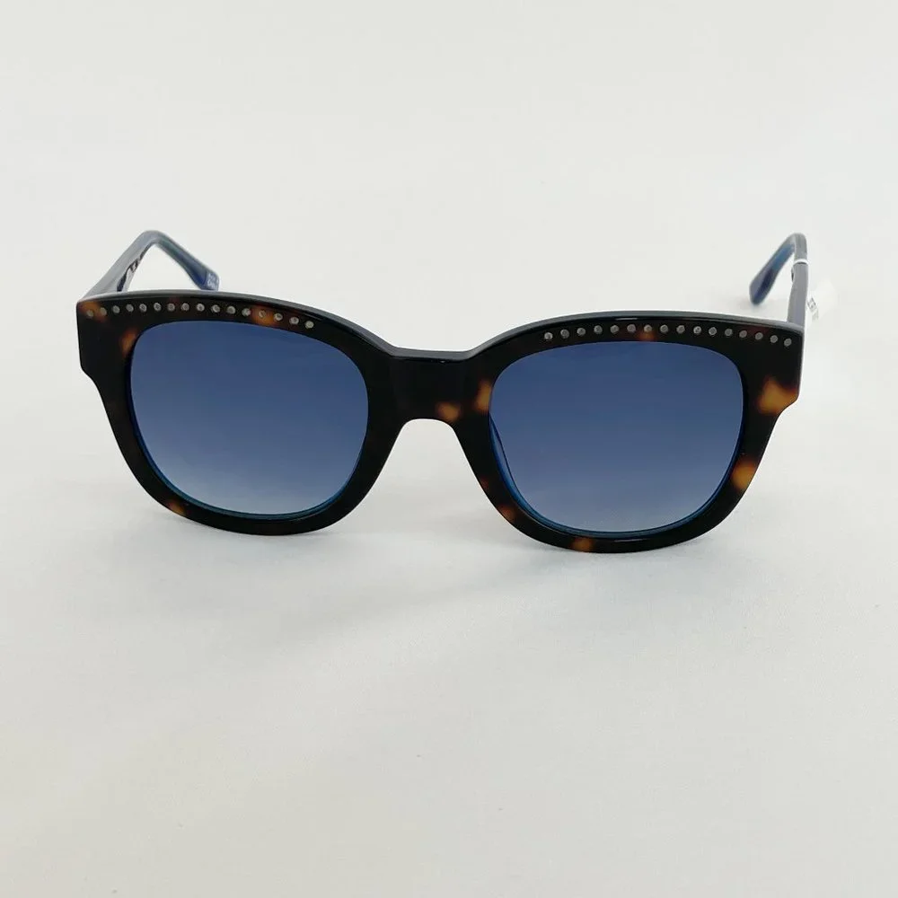 Elie Tahari Brown Tortoise & Blue Stud Accent Sunglasses MSRP $185