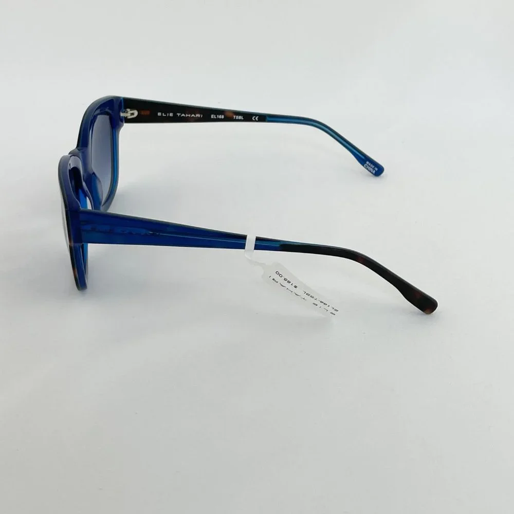 Elie Tahari Brown Tortoise & Blue Stud Accent Sunglasses MSRP $185