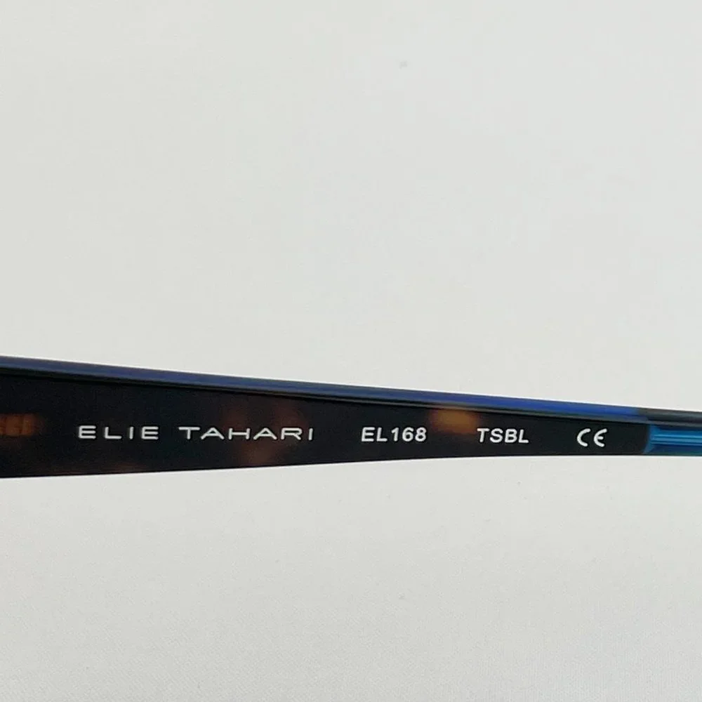 Elie Tahari Brown Tortoise & Blue Stud Accent Sunglasses MSRP $185