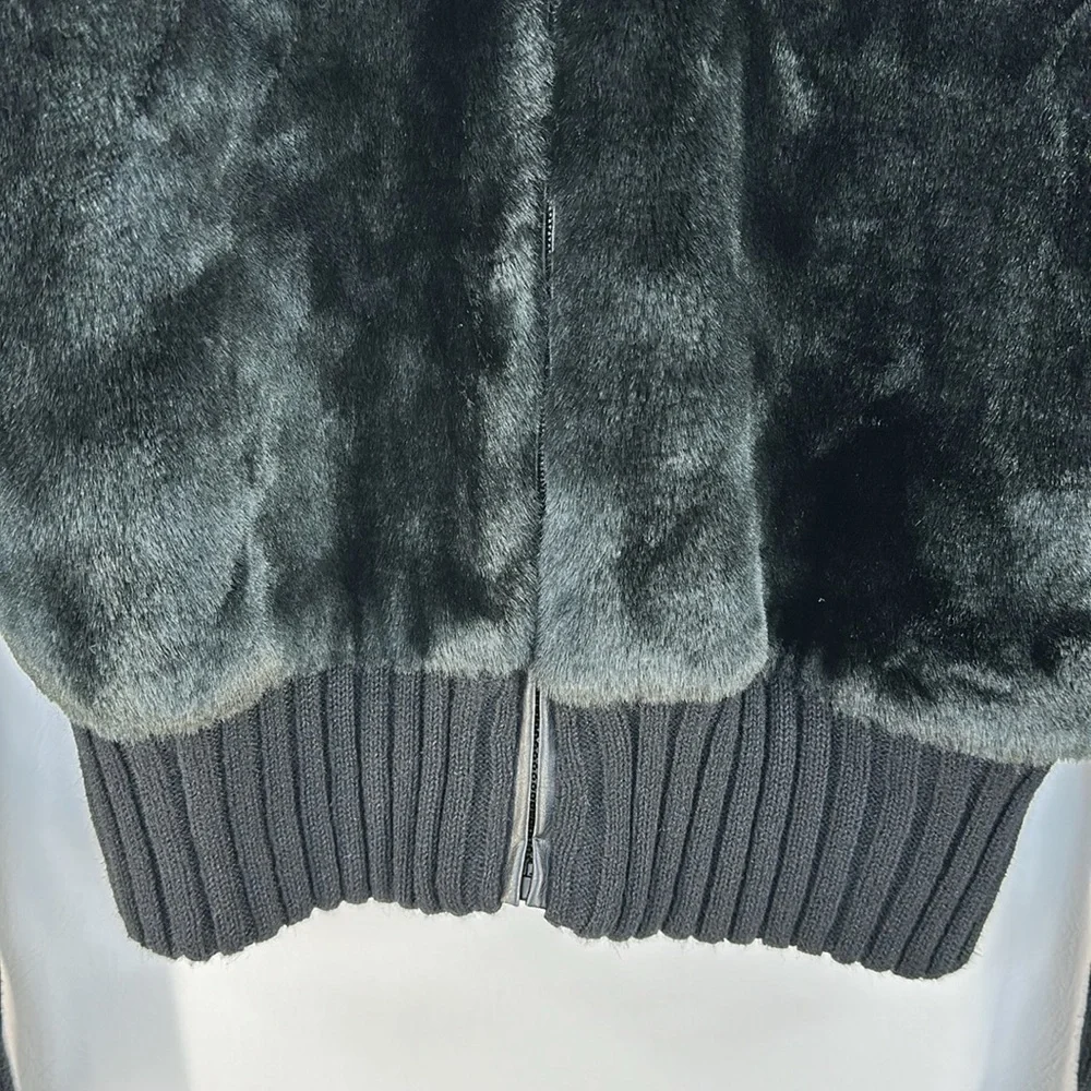 Tiara International Fur Knit Full Zip Cropped Jacket, M