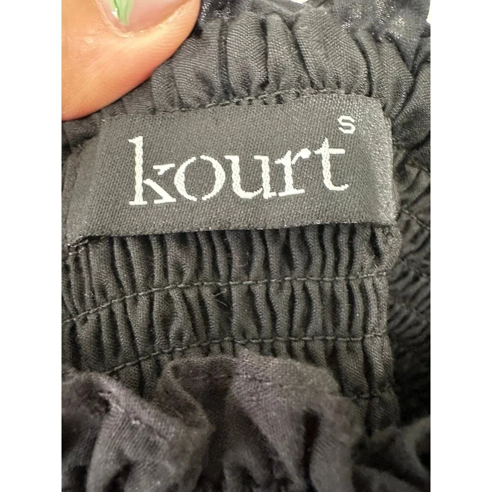 Kourt Calypso Poplin Smocked Bodice Cuff Puff Sleeve Fit Flare Mini Sun Dress S