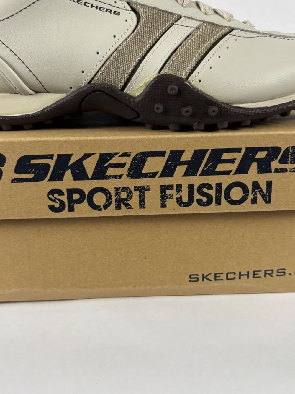 Skechers, Cream, Leather, Lace-Up, Sneakers, Brown Accents, size 8.5 urban track