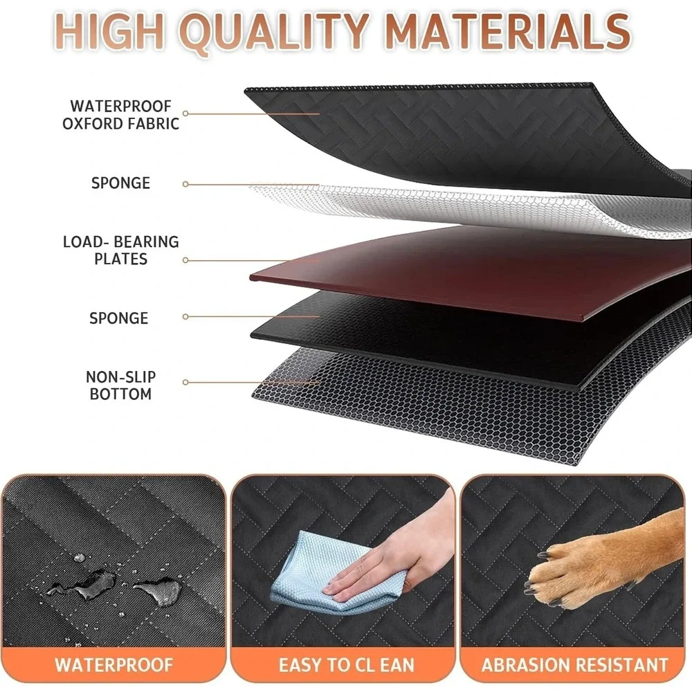 Ormmor Dog Car Seat Cover Hard Bottom Extender‎ Waterproof SUV Truck Black