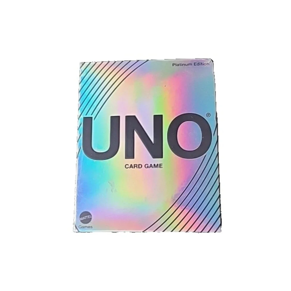 UNO Mattel UNO Platinum Edition Card Game Premium Holographic Foil Cards New