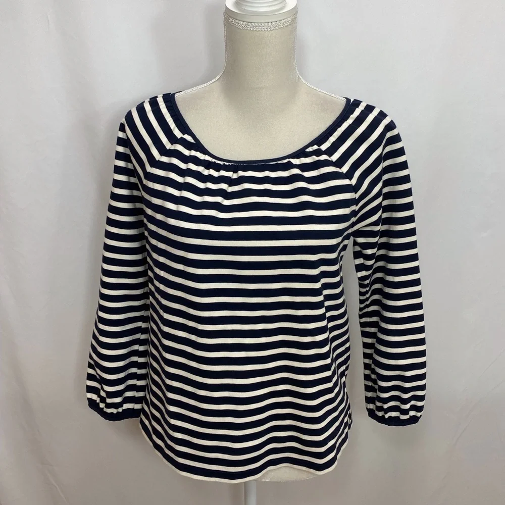 J.Crew Relaxed Striped Top Long Puff Sleeve