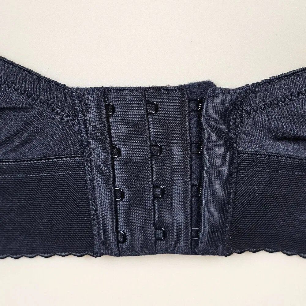 Vtg Sophistique By Smoothie Black Bustier Long Line Bra Boning‎ Floral Lace 36B