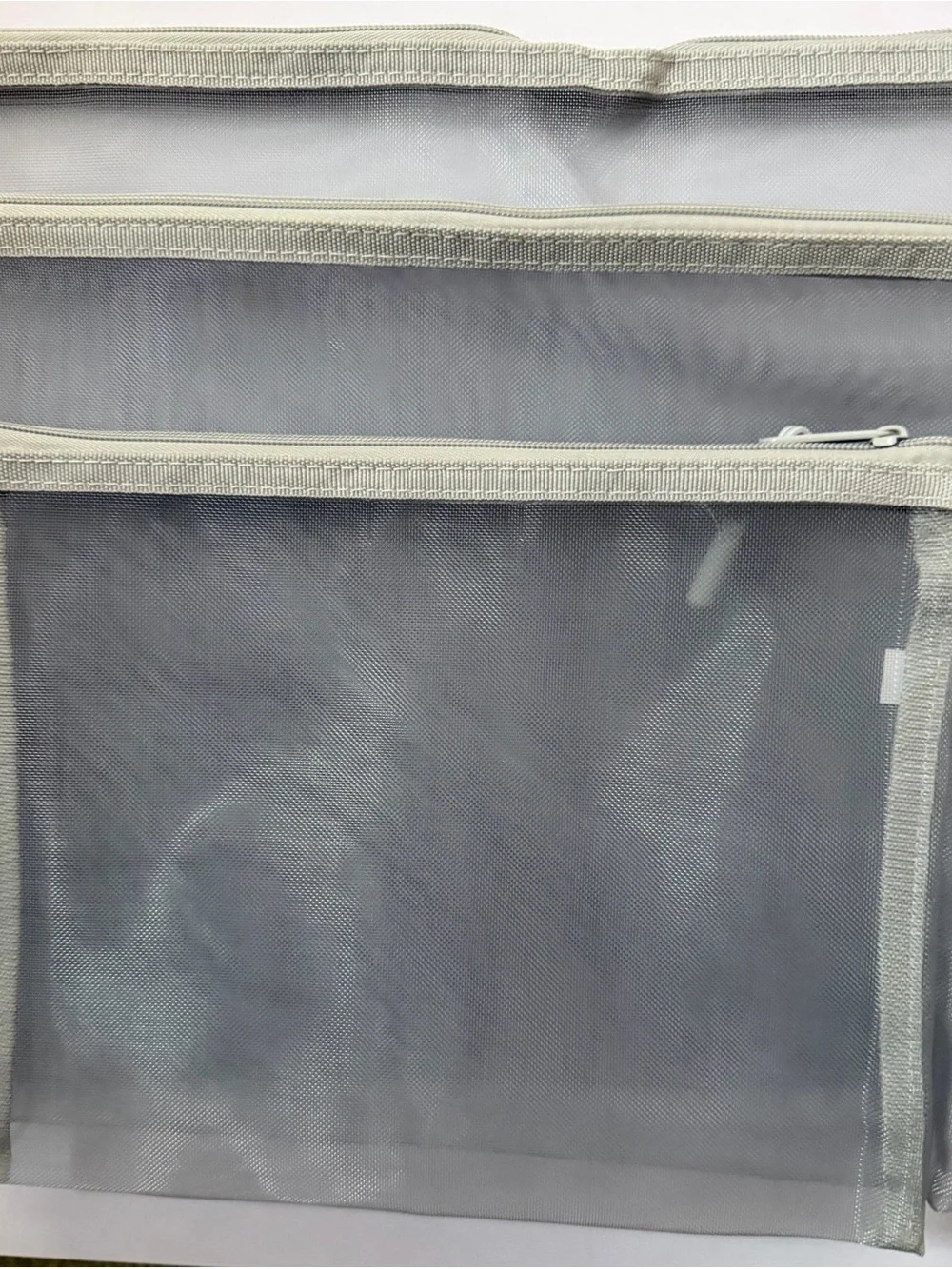 NEW Set of 12 Mesh Zippered Organizer Pouch in Light Gray