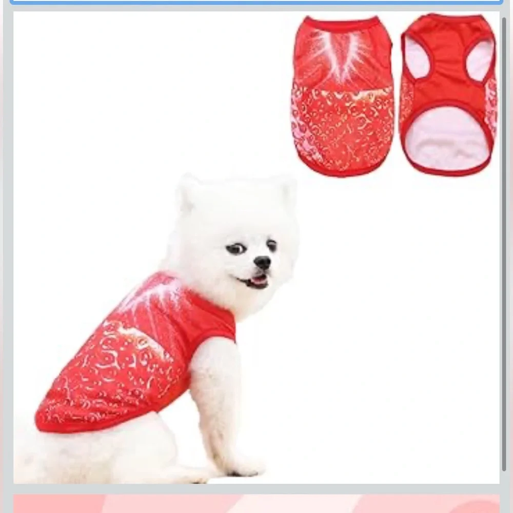 Dog Shirt Strawberry Graphic Cooling Vest Clothing for SMALL Dog NWT