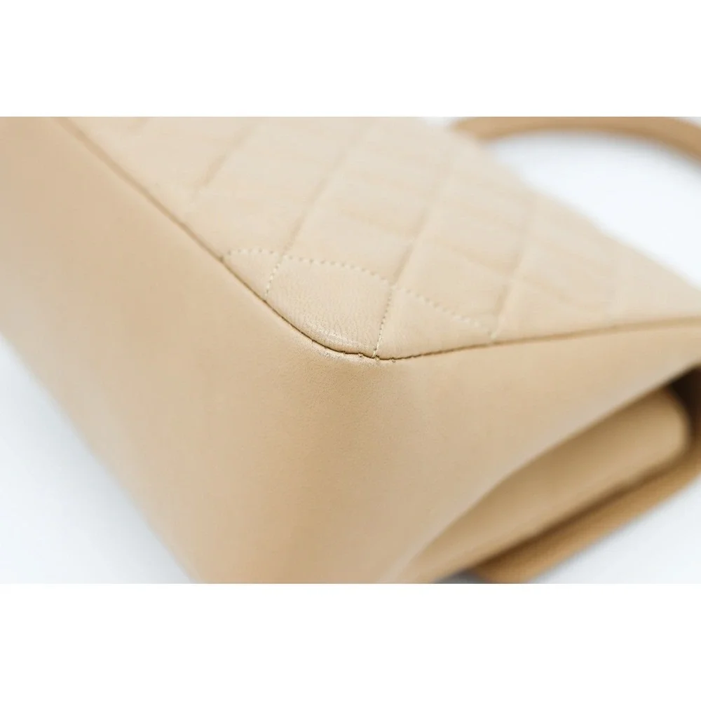 Chanel Square Beige Matalesse Top Handle Lambskin Quilted Bag