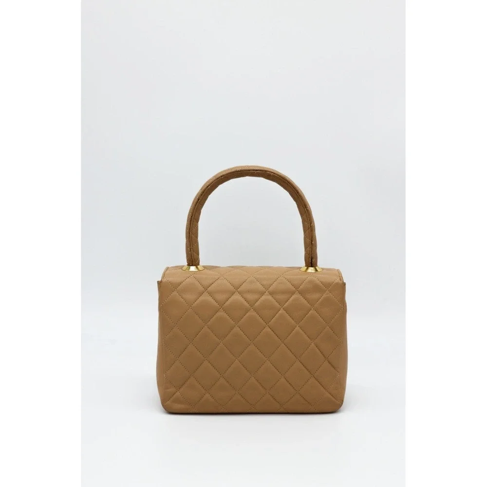 Chanel Square Beige Matalesse Top Handle Lambskin Quilted Bag