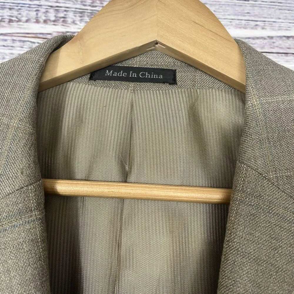 Pendleton Blazer Jacket Mens 46R Brown Glen Plaid Wool 2 Button Lined Suit Coat