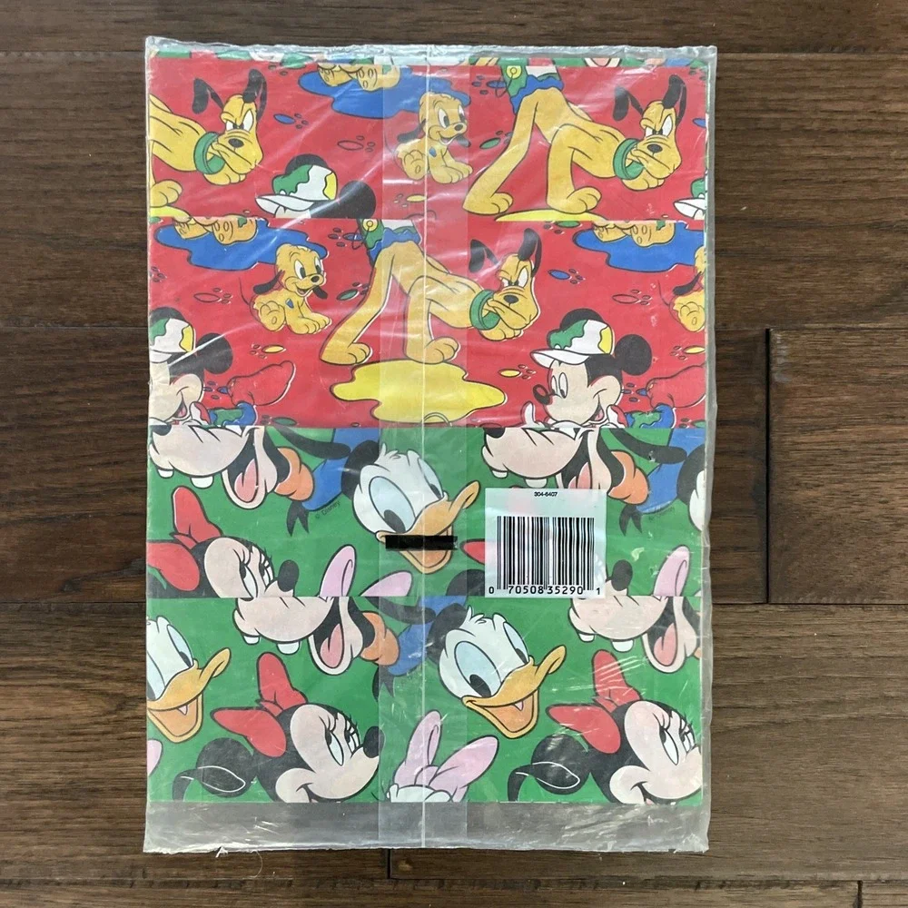 Vintage 80's Wrapping Paper Lot Disney, Mickey Birthday 25 Sq