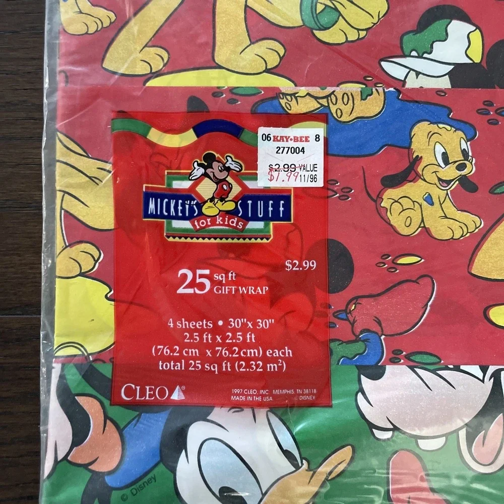 Vintage 80's Wrapping Paper Lot Disney, Mickey Birthday 25 Sq