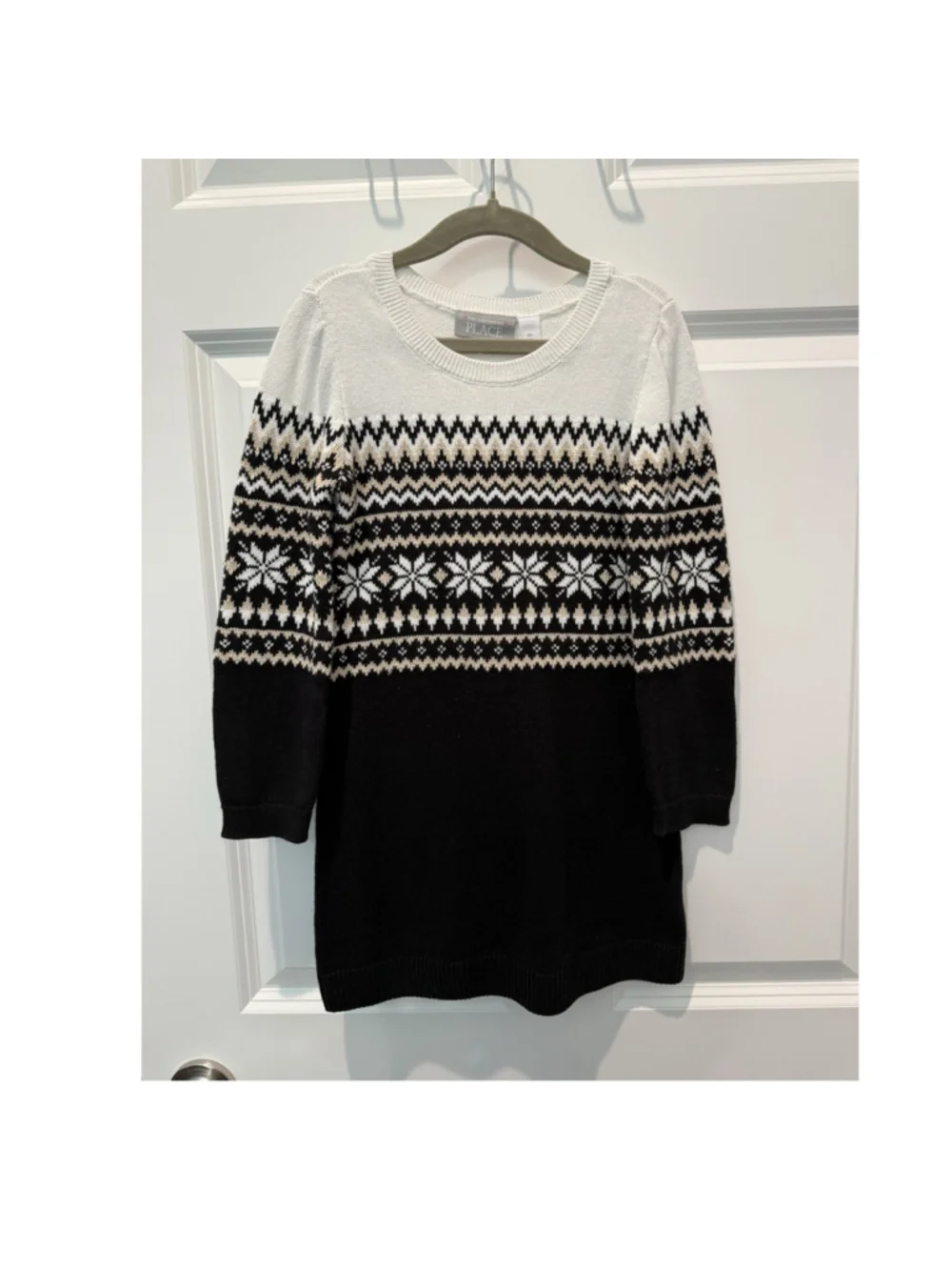 The Children's Place Girls Fair Isle Pullover Sweater Black White Beige 5T